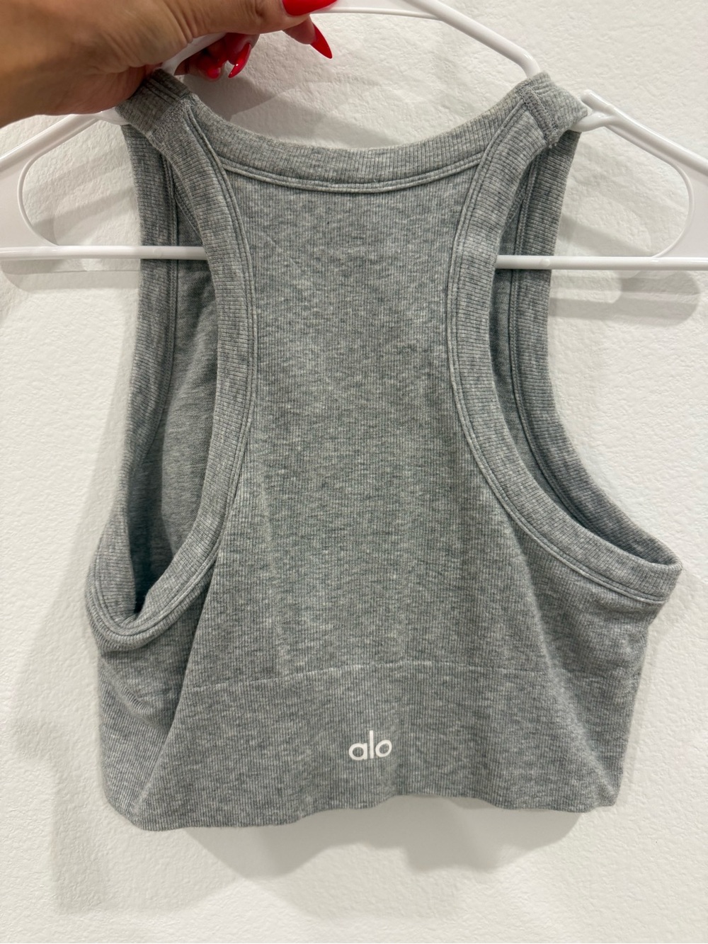 ALO Yoga Gray Ribbed Racerback Crop Tank Top